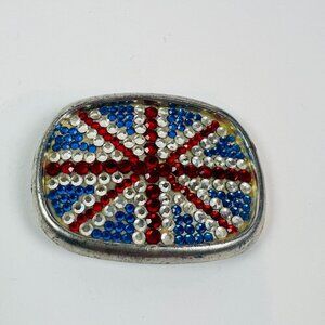 Union Jack Stones Embellished Belt Buckle
